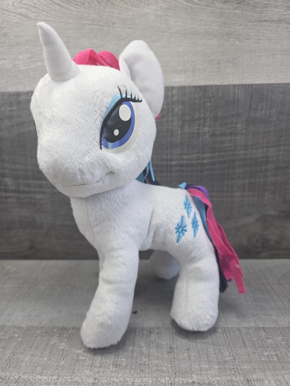 My Little Pony 13" Rarity Plush Unicorn Rainbow Cloth Ribbon Mane Bin 145 New